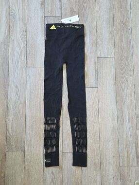 Adidas by Stella McCartney Black Leggings with Neon Yellow Branding